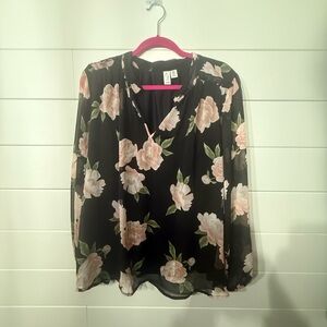 Floral Black Blouse